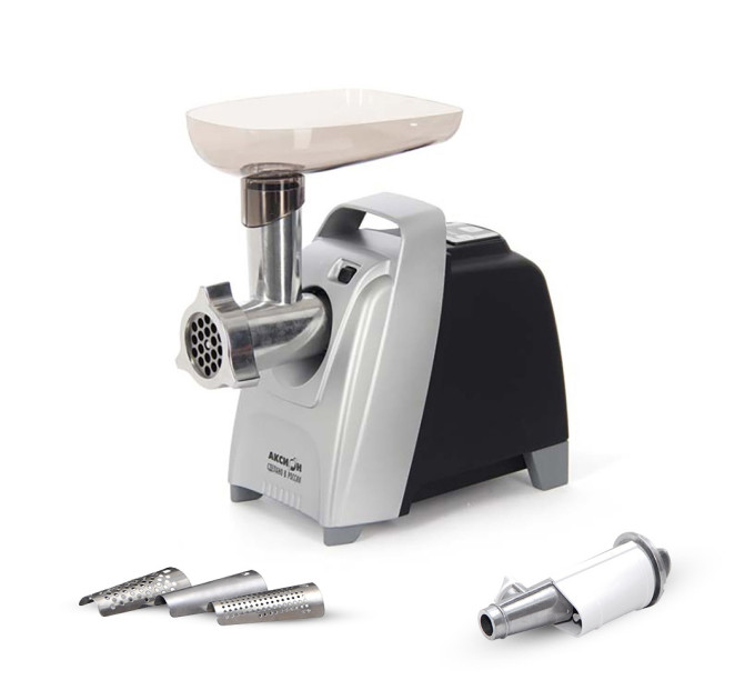 Электрическая мясорубка Аксион М 62.04 с эл.панелью управления и умным реверсом (черно-серебристая) фото