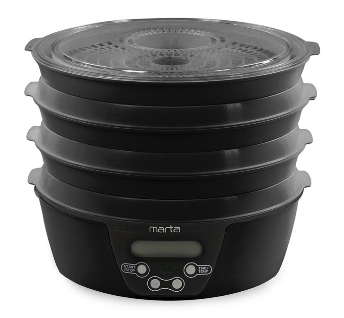 Сушилка для фруктов и овощей MARTA Камея MT-FD1888B 10 поддонов (6+2 для сушки ягод+2 для пастилы, 1000 Вт) черный жемчуг фото