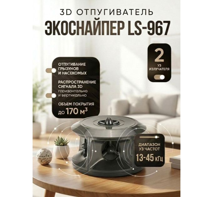 Отпугиватель грызунов и насекомых "ЭкоСнайпер LS-967" фото