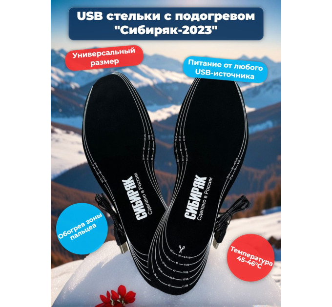 USB Стельки с подогревом "Сибиряк-2023", р.S (32-38) фото