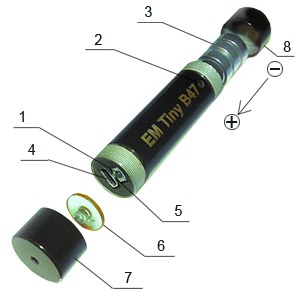 Элементы контроля и управления на корпусе диктофона "Edic-mini tiny B47"