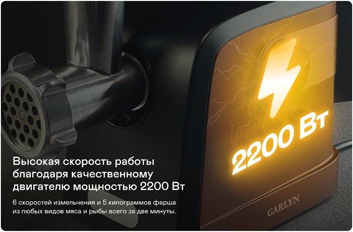 Мясорубка GARLYN MG-2000 (2 в 1: мясорубка + овощерезка)