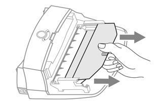 Схематическое изображение удаления пластин-пылесборников из корпуса очистителя-ионизатора